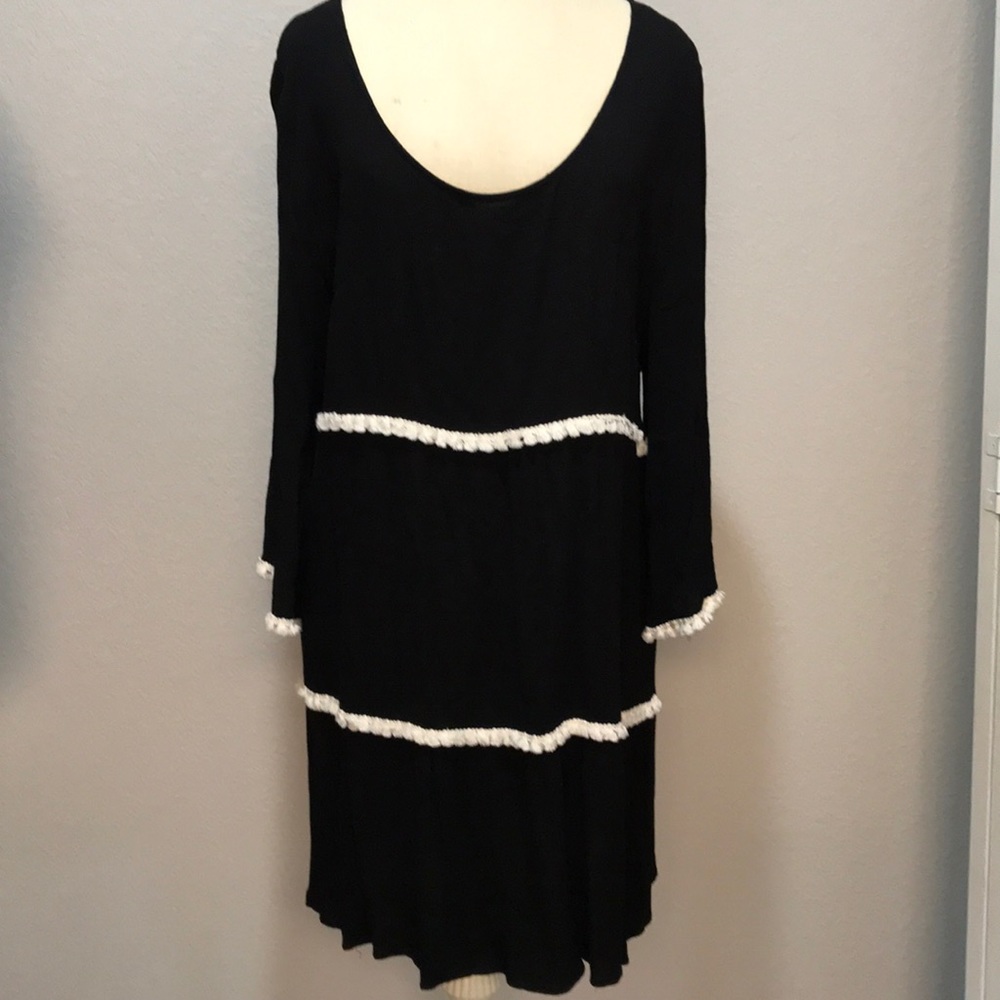 Black Gauze Dress with Trim by Umgee - Picture 2 of 8